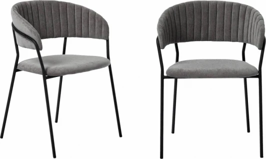 FR 0556P Комплект из 2-х стульев Turin серый вельвет с чёрными ножками Bradexhome арт.FR 0556P