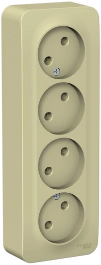 BLNRA000417 Розетка накладная четверная без заземления (бежевый) Systeme Electric Blanca BLNRA000417