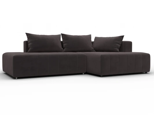 134818 Диван угловой Лига-103 НПБ угол правый (ДСП,Брус,Фанера,Велюр/Коричневый) Лига Диванов 134818