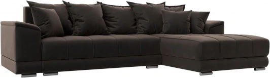 121109 Диван угловой НордСтар правый угол (Коричневый/Велюр) Лига Диванов арт.121109