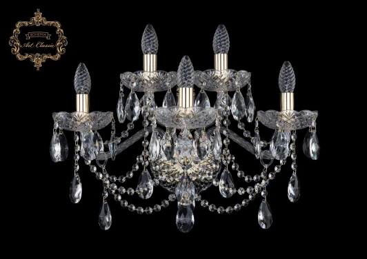 10.25.3+2.200.XL.Gd.Sp Бра Art Classic 10.25 10.25.3+2.200.XL.Gd.Sp (220V, хрусталь, подвески, подсвечник, свеча)