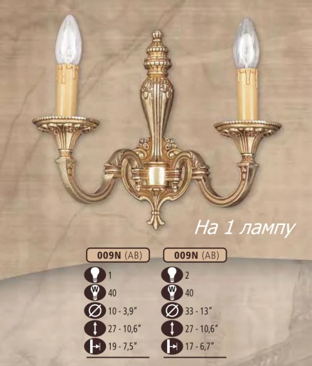 009N/1 AB Бра Riperlamp 009N 009N/1 AB