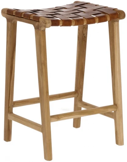 078328 Барный стул La Forma (ex Julia Grup) Calixta (Коричневый/ Дерево,Тик)