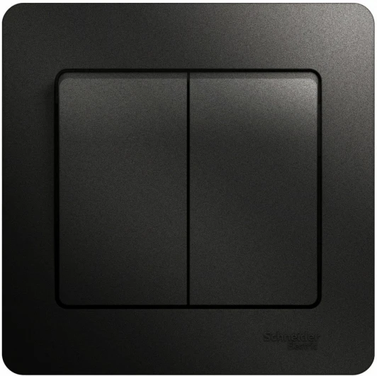 GSL000752 Выключатель встраиваемый двухклавишный (антрацит) Systeme Electric Glossa GSL000752