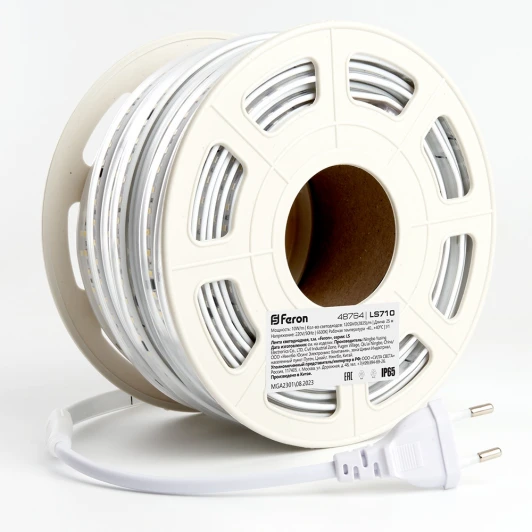 48764 Лента светодиодная Feron LS710 48764 120SMD(2835)/м 10Вт/м 220V длина 25м, 6500K, IP65
