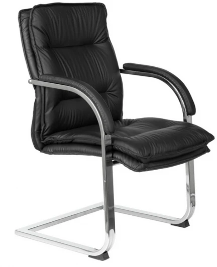 T-9927SL-LOW-V/BLACK Кресло Бюрократ T-9927SL-LOW-V черный кожа низк.спин. полозья металл хром