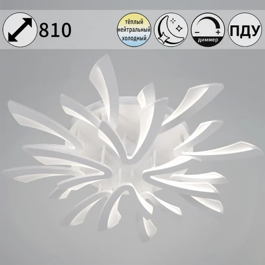 59090-0.3-8+4 WH Потолочная люстра светодиодная на штанге с пультом с регулировкой цветовой температуры, яркости и с ночным режимом Reluce 59090-0.3-8+4 WH