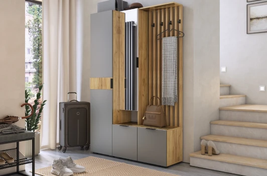 ПК02Бери.2564 Прихожая "Бери К2" (1200х350х1826), цвет дуб крафт золотой/графит Mebelson (арт.ПК02Бери.2564)