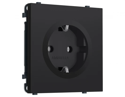 MS986010 Комплект механизма электрической розетки с заземлением (Черный Мягкое касание) Ambrella Volt QUANT PRO MS986010