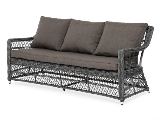 YH-C3881W graphite Диван трехместный из искусственного ротанга, цвет графит 4SIS Гранд Латте YH-C3881W graphite