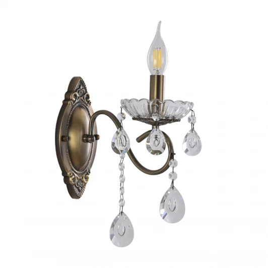 8346/1W Бра с хрустальными подвесками в форме подсвечника Lumion Luina 8346/1W бронза/прозрачный, металл/хрусталь E14 1*40W 220V