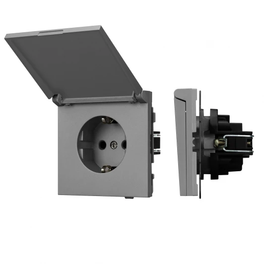 054092 Механизм розетки влагозащищённый SCT-TENDO-MCP-PL-GR (230V, 16A) (Arlight, Графитовый) 054092