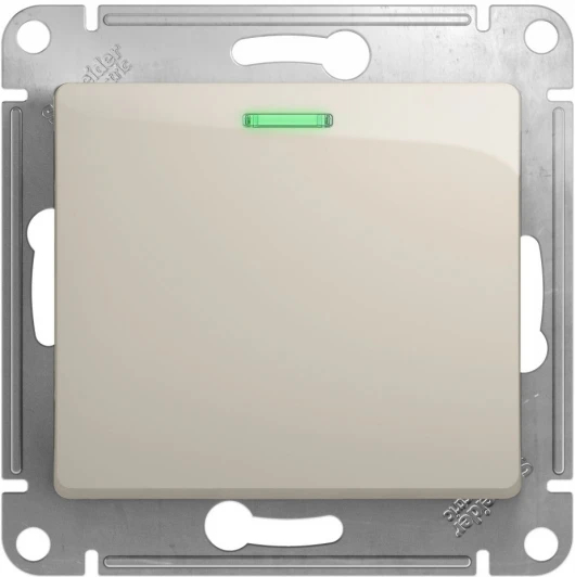 GSL000963 Выключатель встраиваемый одноклавишный с подсветкой (молочный) Systeme Electric Glossa GSL000963