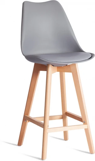 24391 Стул барный TULIP BAR (mod. C1014H-1) / 1 шт. в упаковке Tetchair (Пластик,Дерево/Серый) арт. 24391