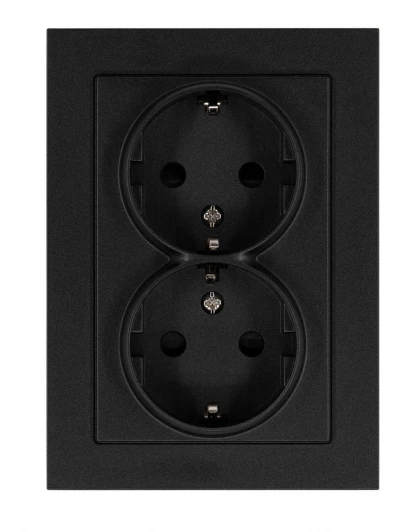 G5504B Розетка двойная со шторками (антрацит) Jasmart G-Classic G5504B