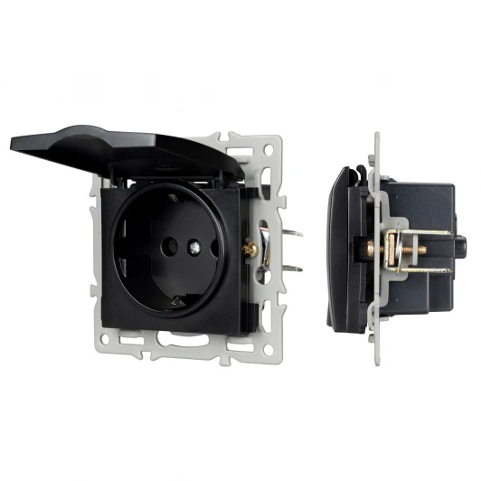 043746 Механизм розетки влагозащищённый SCT-MCP-PL-BK (250V, 16A) (Arlight) 043746