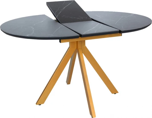 RF 0639 Стол Bradex Home Rudolf круглый раскладной 100-130x100x75см, черный керамогранит, бронза (RF 0639)