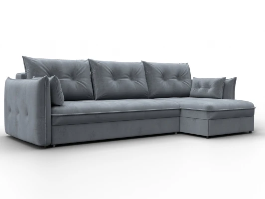 133666 Диван угловой Лига-100 НПБ угол универсальный (ДСП,Фанера/Пластик/Велюр/Серый) Лига Диванов 133666