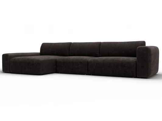 131220L Диван угловой Лига-066 НПБ Лонг угол левый (ЛДСП,Фанера,Брус,Велюр/Коричневый) Лига Диванов 131220L