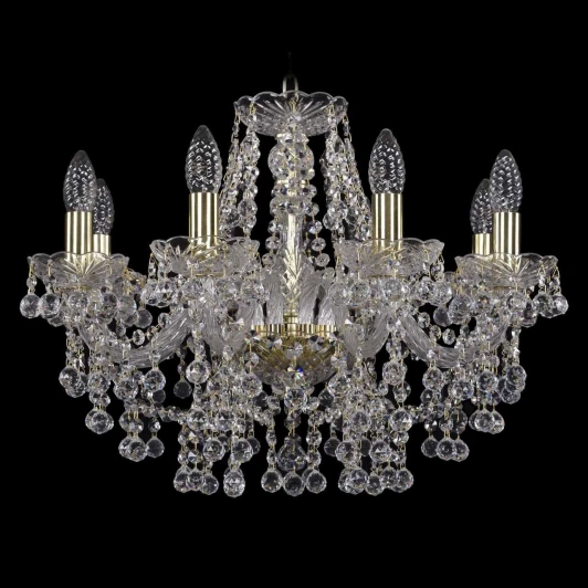 1409/8/195 G Подвесная люстра Bohemia 1409 1409/8/195/G (220V, хрусталь, на цепи, подсвечник, свеча)