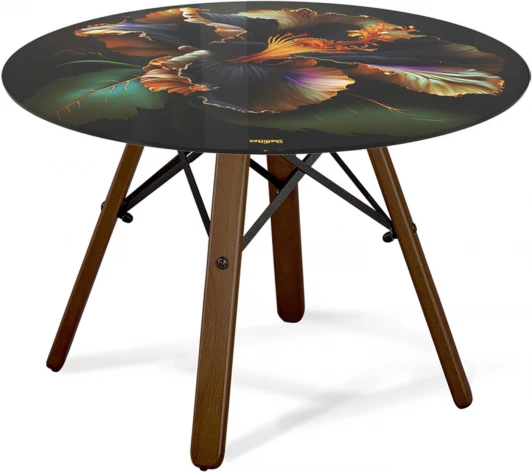 8983849301 Столик журнальный Sheffilton SHT-S70/TT32 60 СТЕКЛО/МДФ темный орех/черный муар/ночной цветок