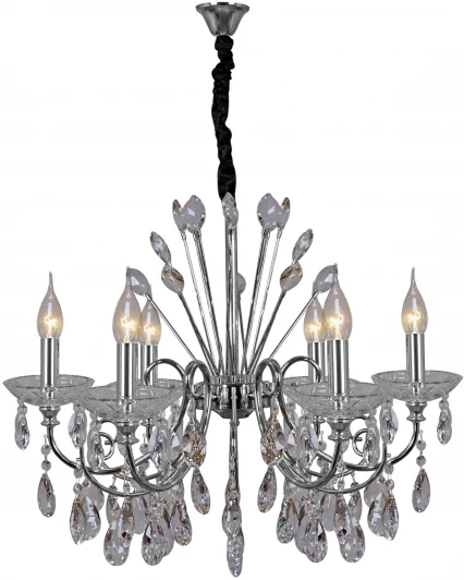 IL2367-6POR-39 CR Подвесная люстра ILLUMICO IL2367-6POR-39 CR (220V, хрусталь, на цепи, подсвечник, свеча)