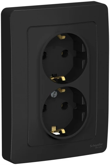 BLNRS001026 Розетка встраиваемая двойная с заземлением (антрацит) Systeme Electric Blanca BLNRS001026