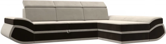 121650 Диван угловой Лига-032 правый угол (Бежевый,Коричневый/Микровельвет) Лига Диванов арт.121650