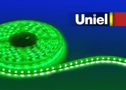 ULS-5050-30LED/m-10mm-IP33-DC12V-7,2W/m-5M-GREEN катушка в герметичной упаковке Светодиодная лента Uniel ULS-5050-30LED/m-10mm-IP33-DC12V-7,2W/m-5M-GREEN катушка в герметичной упаковке
