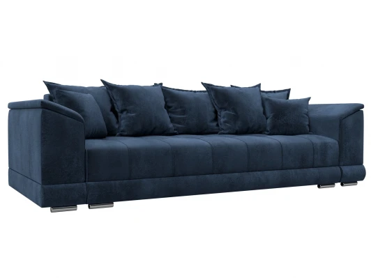 133198 Диван прямой НордСтар НПБ (ДСП,ЛДСП,Брус/Пластик,Металл/Велюр/Синий) Лига Диванов 133198