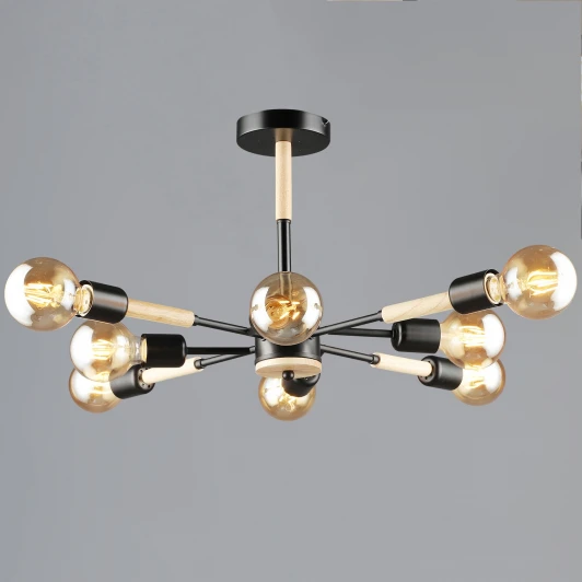 99960-0.3-08 BK+WOOD Потолочная люстра на штанге Reluce 99960-0.3-08 BK+WOOD