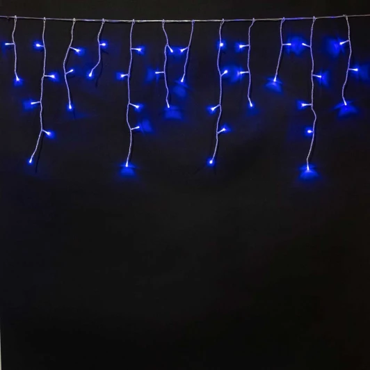 ECC100-10-8B Гирлянда Бахрома на Батарейках 3 х 0,5 м Синяя, 100 LED, Провод Прозрачный Силикон, IP65