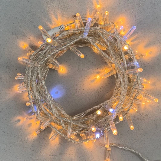 PST100BLWCAP-10-2EWW Гирлянда Нить с колпачком 10м Экстра тепло-белая с мерцанием белого диода 220В, 100 LED, провод прозрачный Laitcom PST100BLWCAP-10-2EWW