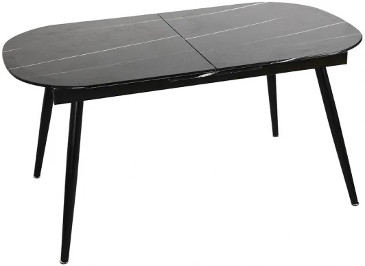 FR 0242 Стол Marble овальный раскладной 160-200х90х78см, чёрный мрамор