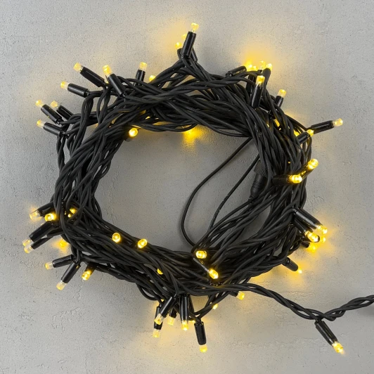 LL75-1-2GL Гирлянда Нить 10м золотой, 75 LED, провод черный каучук, IP65 Laitcom LL75-1-2GL