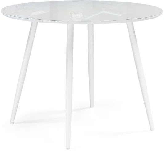 520593 Стеклянный стол Woodville Абилин 100(140)х76 ультра белое стекло / белый / белый матовый 520593