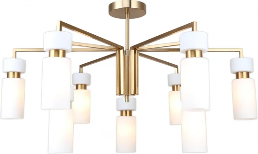 1171/9P Brass Потолочная люстра на штанге Escada Sonnet 9x40Вт E14, металл/стекло, бронза, белый плафон (220V)