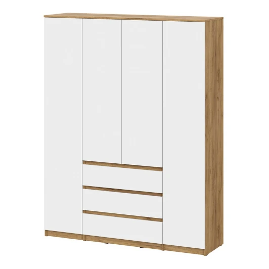 00-00166404 Шкаф Арника для одежды и белья 4х дверный Денвер, Дуб золотой, Белый