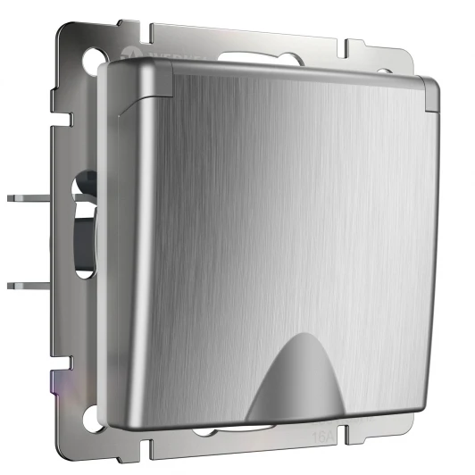 W1171209 Розетка влагозащ. с зазем. с защит. крышкой и шторками (cеребряный рифленый) Werkel W1171209 (a051366)