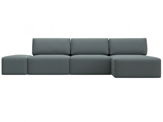 129720 Диван угловой модульный с пуфом Лига-060 НПБ Лонг угол универсальный (ЛДСП,Брус,Фанера/Пластик/Рогожка/Серый) Лига Диванов 129720