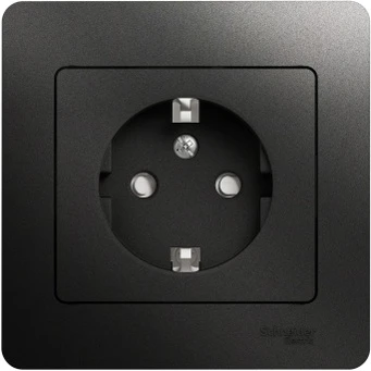 GSL000744 Розетка встраиваемая с заземлением и шторками (антрацит) Systeme Electric Glossa GSL000744