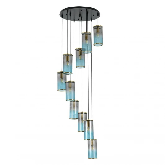 8401/10 Люстра полвесная каскадная Lumion Murano 8401/10 черный/античная бронза/серо-синий, металл/стекло E14 10*40W 220V