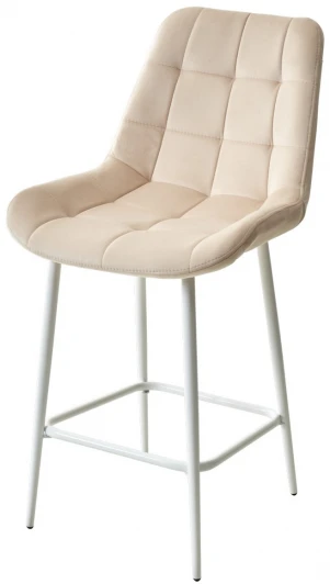 688M04884 Полубарный стул ХОФМАН, цвет H-06 Бежевый, велюр / белый каркас H=63cm