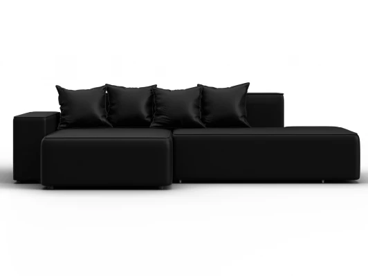 129818L Диван угловой Лига-079 угол левый (ДСП/Пластик/Экокожа/Черный) Лига Диванов 129818L