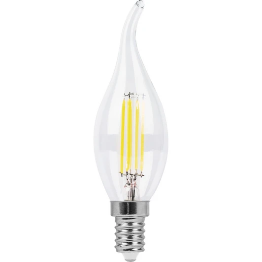 25960 Лампочка светодиодная филаментная E14 9W 220V свеча на ветру прозрачная 2700K Feron 25960
