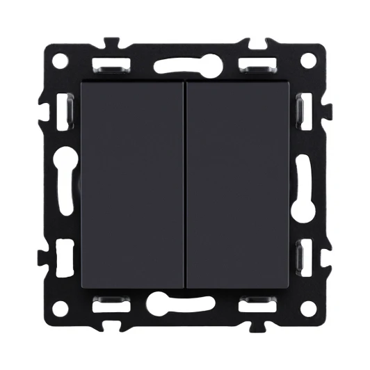AS-025BK Выключатель кнопочный 2-клавишный 10А/250В черный Kollinger Asthetik AS-025BK