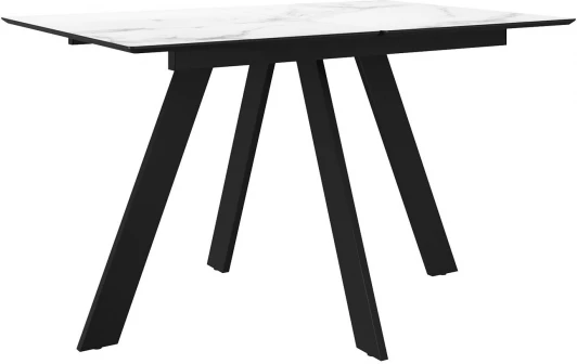 00-00075136 Стол DikLine DKD120, керамика 120(160)х80, мрамор белый матовый, опоры черные (2 уп.) арт.00-00075136
