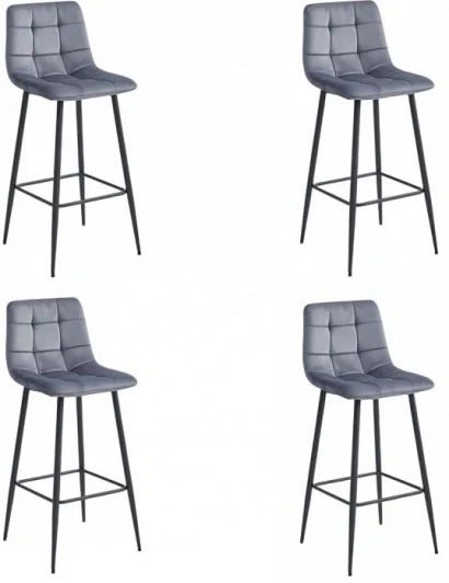 HSBI_BC101_grey_4 Набор из 4 стульев барных Balance Fusion Hesby (Металл/Велюр, Серый) арт.HSBI_BC101_grey_4