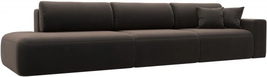121360 Диван прямой Лига-036 НПБ Модерн Лонг подлокотник справа (Коричневый/Велюр) Лига Диванов арт.121360