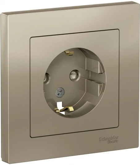 ATN000544 Розетка встраиваемая с заземлением и шторками (шампань) Systeme Electric AtlasDesign ATN000544